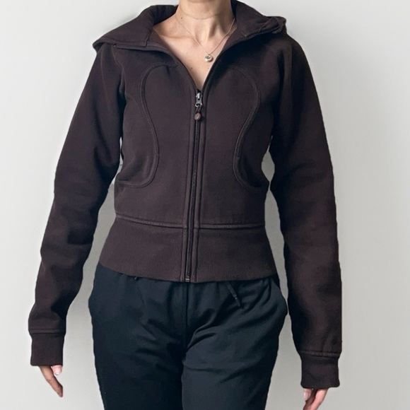 lululemon athletica Tops - Lululemon Chocolate Brown Scuba Full-Zip Hoodie Size 4
